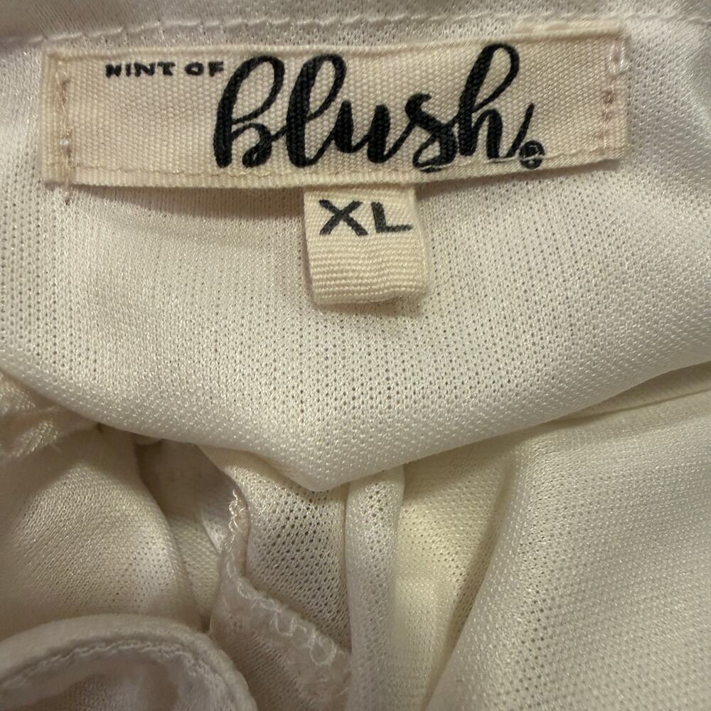 Hint of Blush White Maxi Dress XL Colorful Pom Pom Trim Boho Resort Beach Summer - Picture 6 of 8